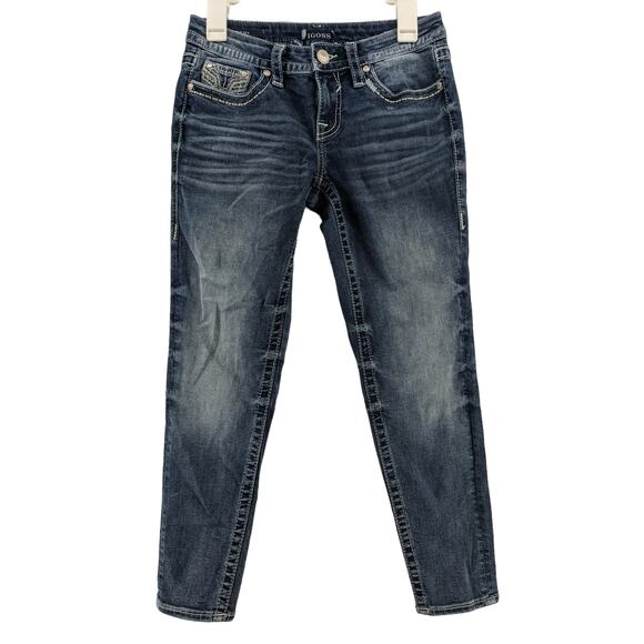 Vigoss Chelsea Skinny Jeans 1/2 Blue 28x25 Heritage Fit Embroidery‎ Thick Stitch - Picture 14 of 14